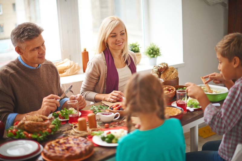 A family celebrating the holidays